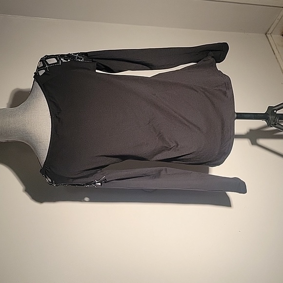 Sheilay Sparkly Black Block Neckline Long Sleeve Blouse, Size: M - Picture 5 of 7